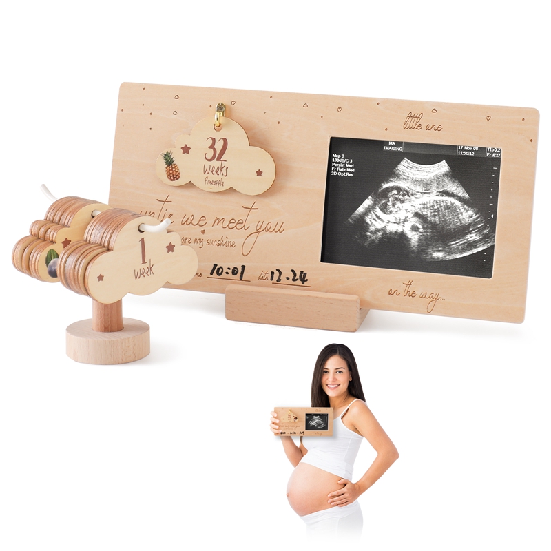 Engraved Wood Frame - إطار صورة Sonogram للطفل ، صورة